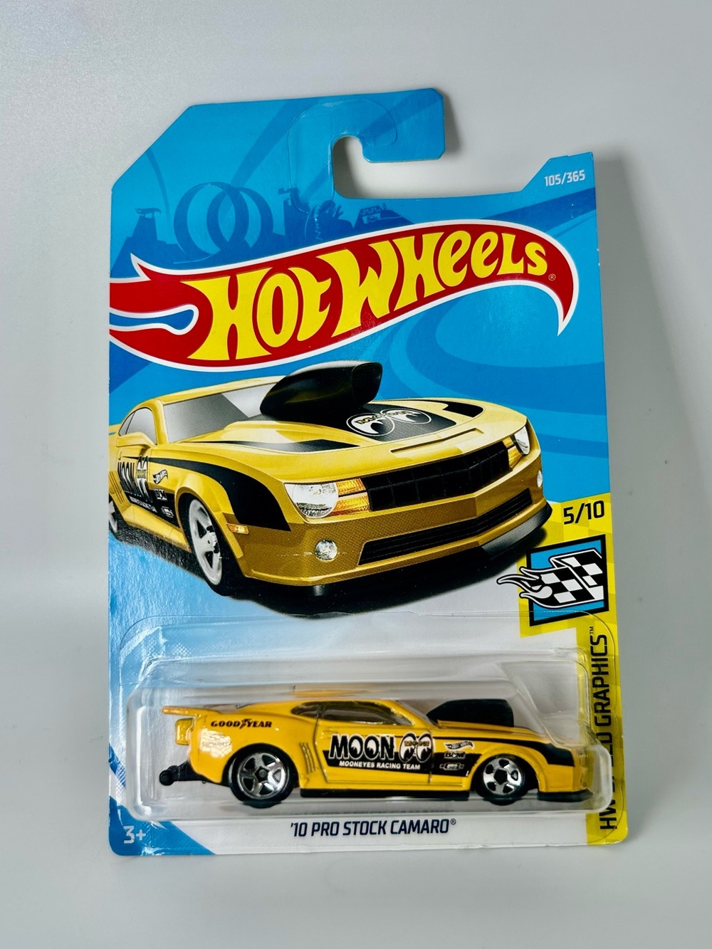 Hot Wheels HW Speed Graphics ‘10 Pro Stock Camaro Mooneyes Yellow 105/365 Drag